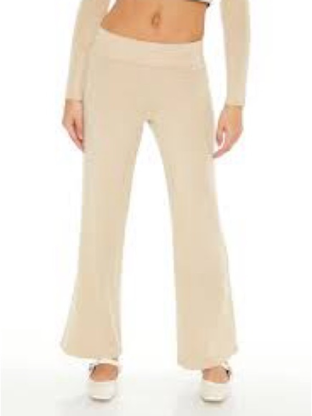 Forever 21 Cream Flare Knit Pants